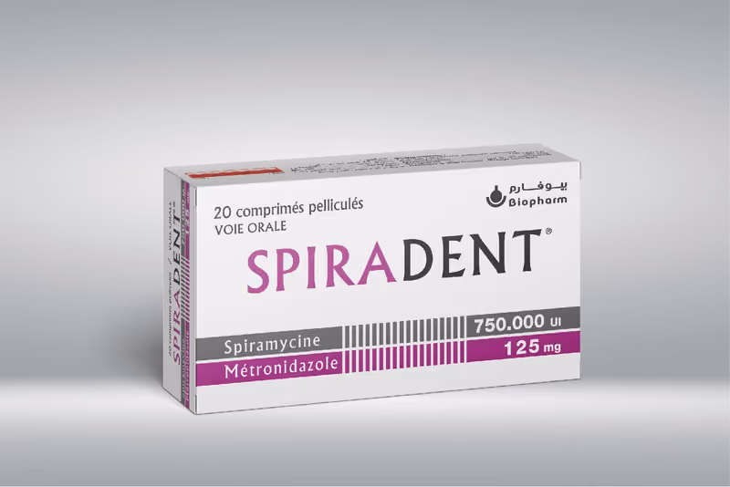 SPIRADENT — 750. 000UI/125MG, COMPRIME PELLICULE