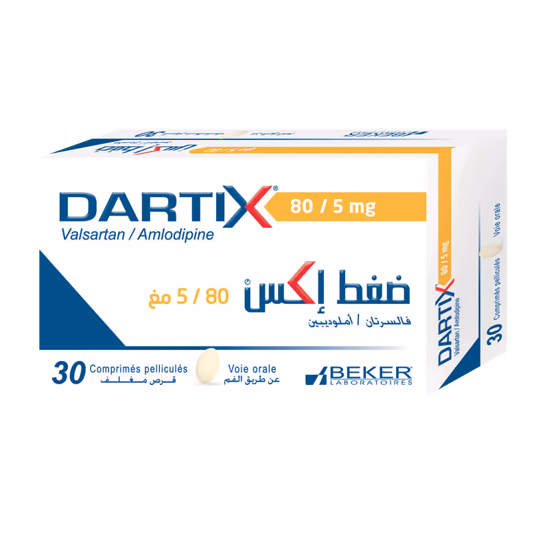 DARTIX — 5MG/80MG, COMPRIME PELLICULE