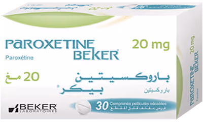 PAROXETINE BEKER — 20MG, COMPRIME PELLICULE SECABLE