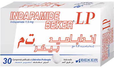 INDAPAMIDE BEKER LP — 1,5MG, COMPRIME PELLICULE A LIBERATION PROLONGEE