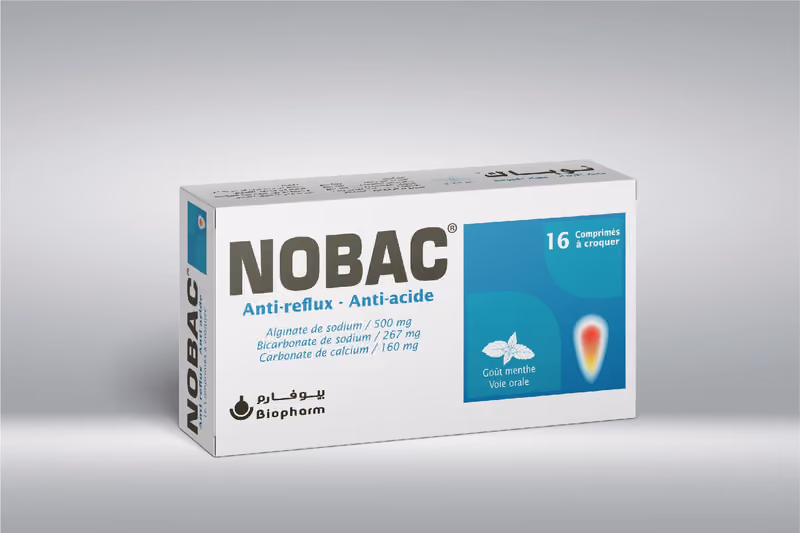 NOBAC — 500 MG/267 MG/160 MG, COMPRIME A CROQUER