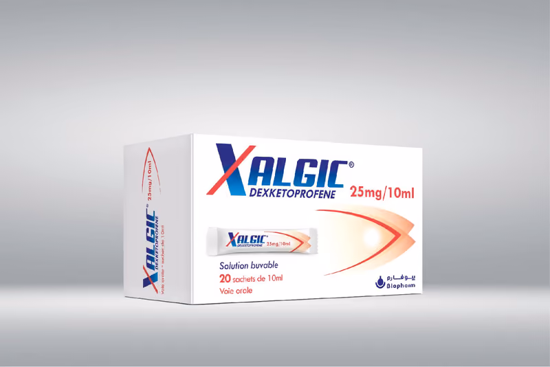 XALGIC — 25MG/10ML, SOLUTION BUVABE EN SACHET